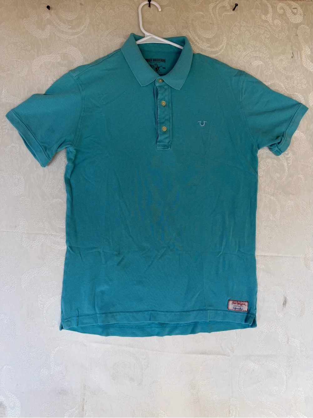 True Religion Men's Teal Short Sleeve Polo
